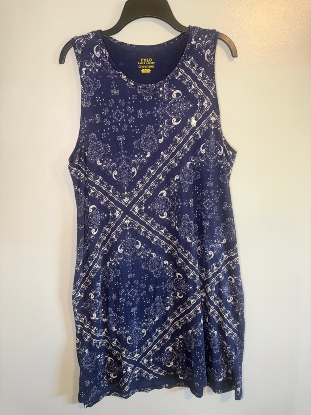 Polo by Ralph Lauren Navy Paisley Print Sleevless Midi dress size XL